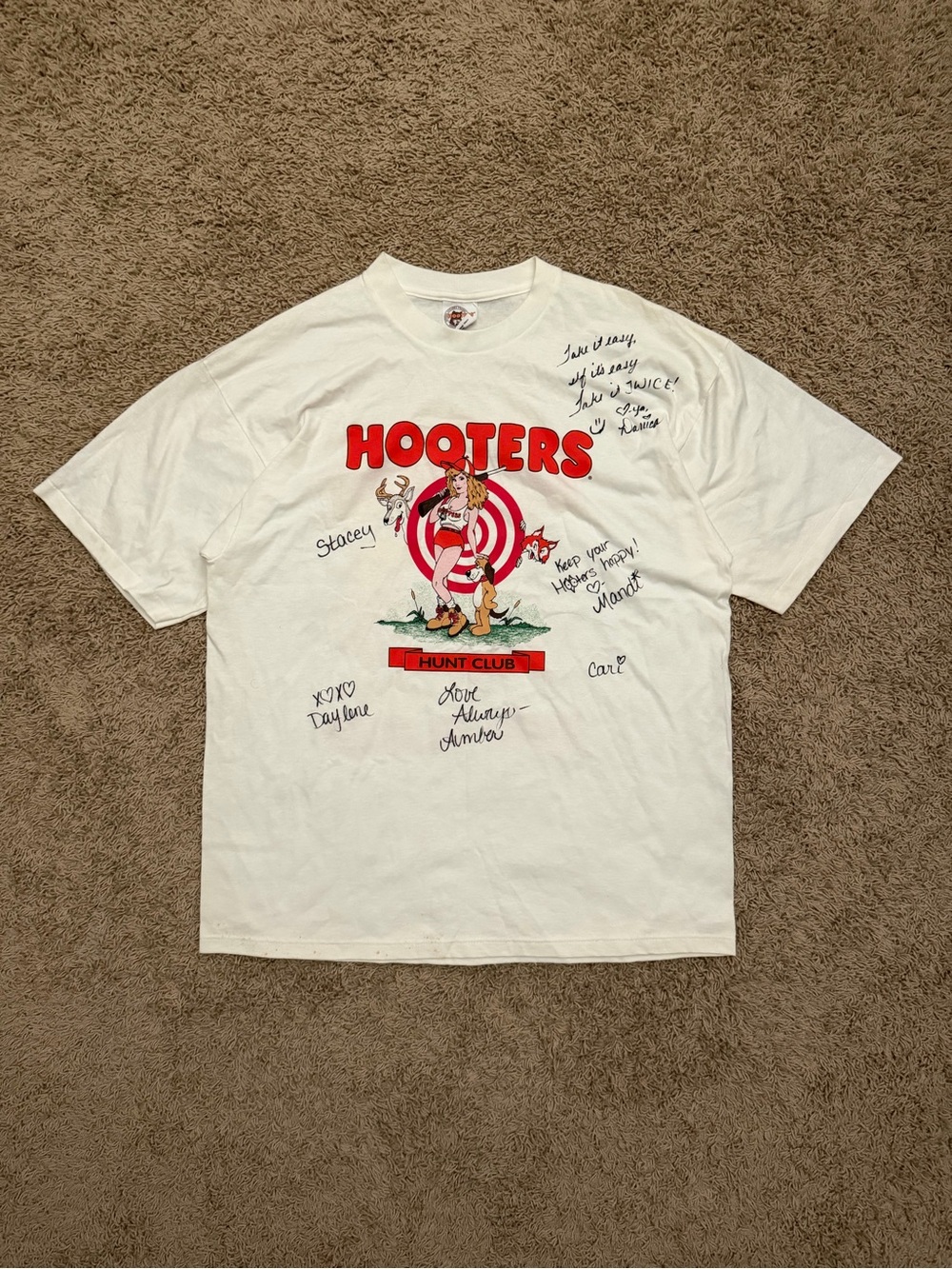Vintage 90s Hooters T Shirt Mens XL Hunt Club Hunting for Hooters Single Stitch